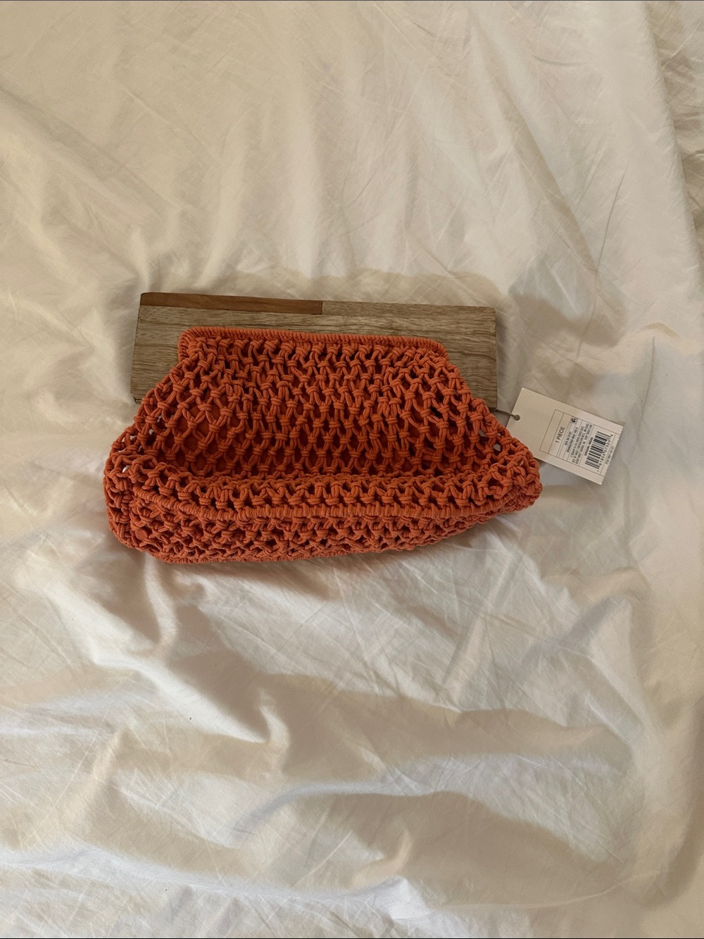 Handwoven Orange Crochet Clutch